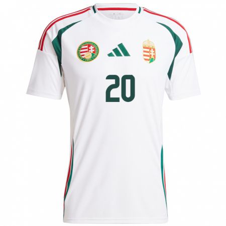 Kandiny Hombre Camiseta Hungría Zsombor Hős #20 Blanco 2ª Equipación 24-26 La Camisa Chile