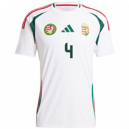 Kandiny Hombre Camiseta Hungría Sára Pusztai #4 Blanco 2ª Equipación 24-26 La Camisa Chile