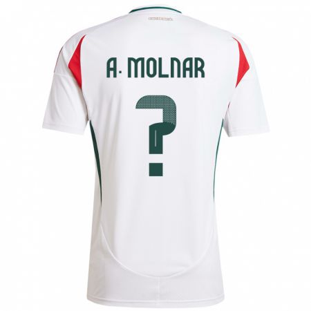 Kandiny Hombre Camiseta Hungría Ádin Molnár #0 Blanco 2ª Equipación 24-26 La Camisa Chile