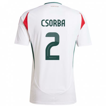Kandiny Hombre Camiseta Hungría Dominik Csorba #2 Blanco 2ª Equipación 24-26 La Camisa Chile