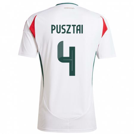 Kandiny Hombre Camiseta Hungría Sára Pusztai #4 Blanco 2ª Equipación 24-26 La Camisa Chile