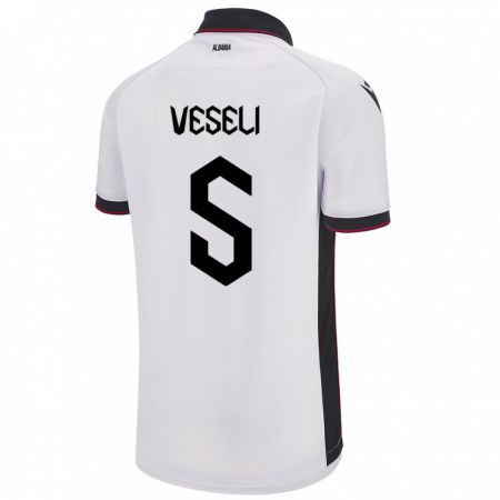Kandiny Hombre Camiseta Albania Frédéric Veseli #5 Blanco 2ª Equipación 24-26 La Camisa Chile