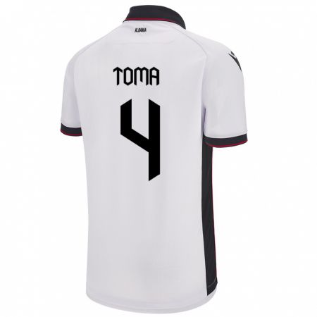 Kandiny Hombre Camiseta Albania Stella Toma #4 Blanco 2ª Equipación 24-26 La Camisa Chile