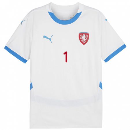 Kandiny Hombre Camiseta Chequia Vojtech Wollner #1 Blanco 2ª Equipación 24-26 La Camisa Chile