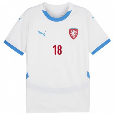 Kandiny Hombre Camiseta Chequia Ondrej Wawra #18 Blanco 2ª Equipación 24-26 La Camisa Chile