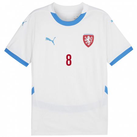 Kandiny Hombre Camiseta Chequia Lukas Vanek #8 Blanco 2ª Equipación 24-26 La Camisa Chile