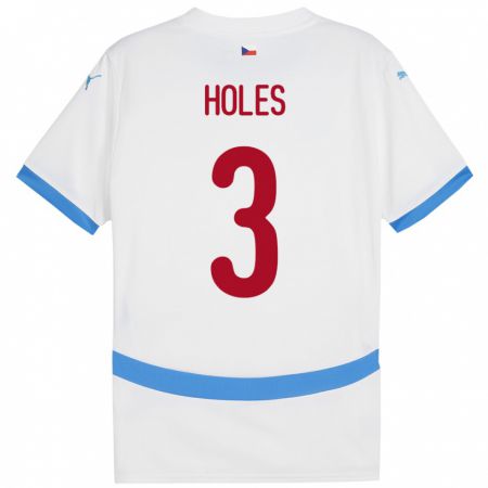 Kandiny Hombre Camiseta Chequia Tomas Holes #3 Blanco 2ª Equipación 24-26 La Camisa Chile