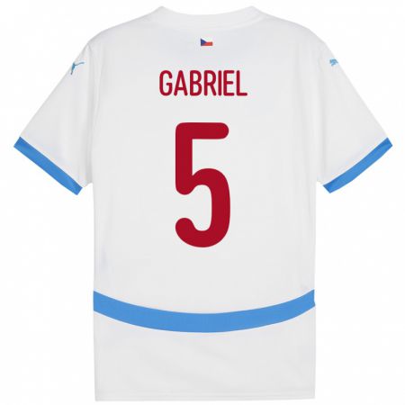 Kandiny Hombre Camiseta Chequia Adam Gabriel #5 Blanco 2ª Equipación 24-26 La Camisa Chile