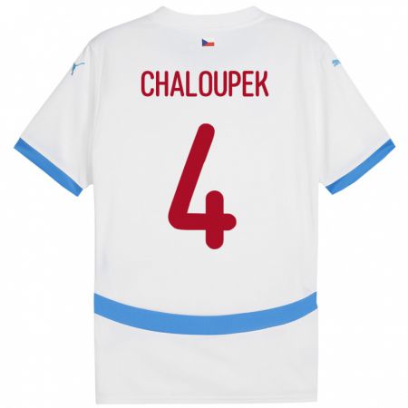 Kandiny Hombre Camiseta Chequia Stepan Chaloupek #4 Blanco 2ª Equipación 24-26 La Camisa Chile