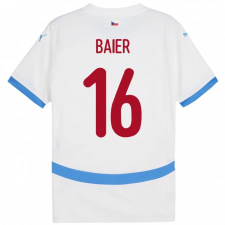 Kandiny Hombre Camiseta Chequia Viktor Baier #16 Blanco 2ª Equipación 24-26 La Camisa Chile