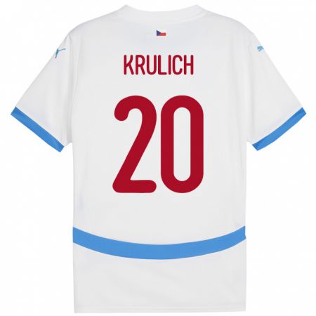 Kandiny Hombre Camiseta Chequia Matous Krulich #20 Blanco 2ª Equipación 24-26 La Camisa Chile