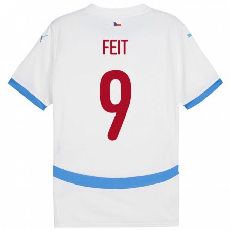 Kandiny Hombre Camiseta Chequia Jan Feit #9 Blanco 2ª Equipación 24-26 La Camisa Chile