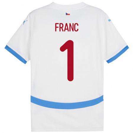 Kandiny Hombre Camiseta Chequia Lukas Franc #1 Blanco 2ª Equipación 24-26 La Camisa Chile