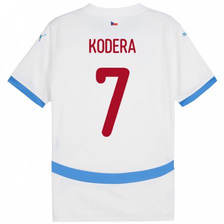 Kandiny Hombre Camiseta Chequia Matyas Kodera #7 Blanco 2ª Equipación 24-26 La Camisa Chile