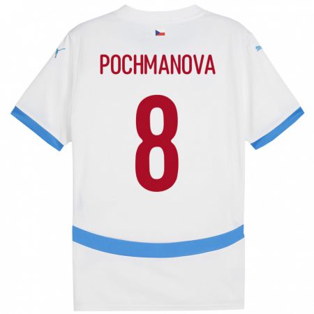 Kandiny Hombre Camiseta Chequia Aneta Pochmanová #8 Blanco 2ª Equipación 24-26 La Camisa Chile