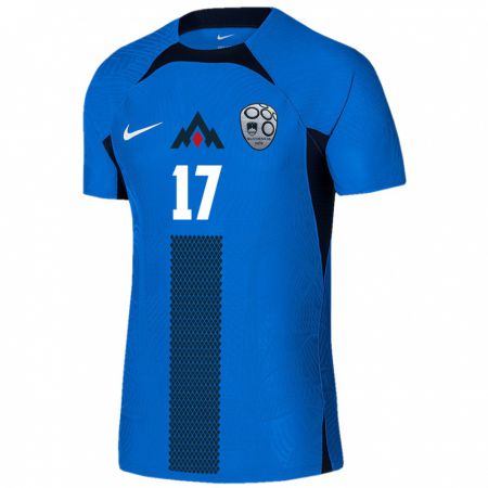 Kandiny Hombre Camiseta Eslovenia Izabela Križaj #17 Azul 2ª Equipación 24-26 La Camisa Chile