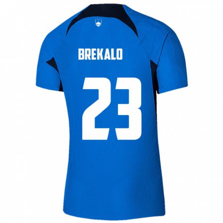 Kandiny Hombre Camiseta Eslovenia David Brekalo #23 Azul 2ª Equipación 24-26 La Camisa Chile