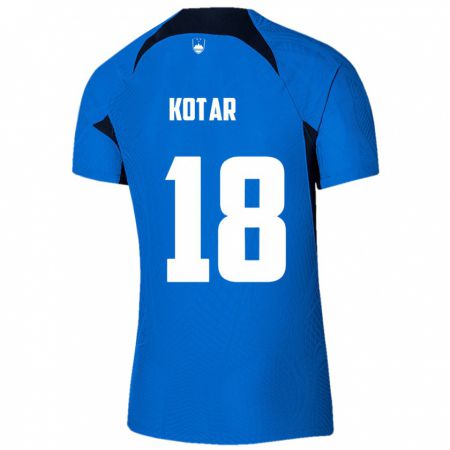 Kandiny Hombre Camiseta Eslovenia Tristan Kotar #18 Azul 2ª Equipación 24-26 La Camisa Chile