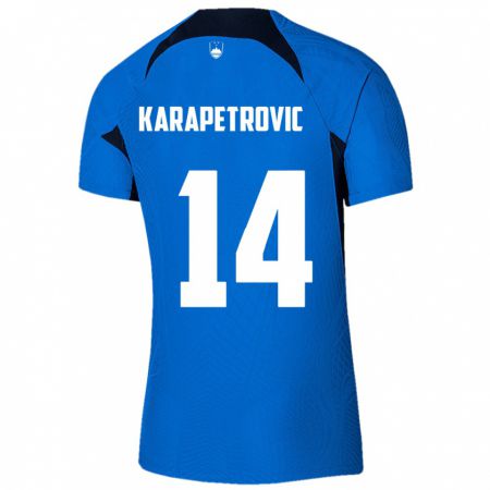 Kandiny Hombre Camiseta Eslovenia Luka Karapetrovic #14 Azul 2ª Equipación 24-26 La Camisa Chile