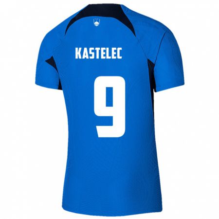 Kandiny Hombre Camiseta Eslovenia Mirjam Kastelec #9 Azul 2ª Equipación 24-26 La Camisa Chile