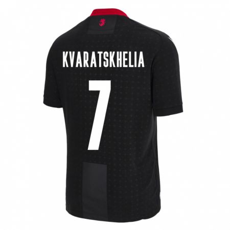 Kandiny Hombre Camiseta Georgia Khvicha Kvaratskhelia #7 Negro 2ª Equipación 24-26 La Camisa Chile