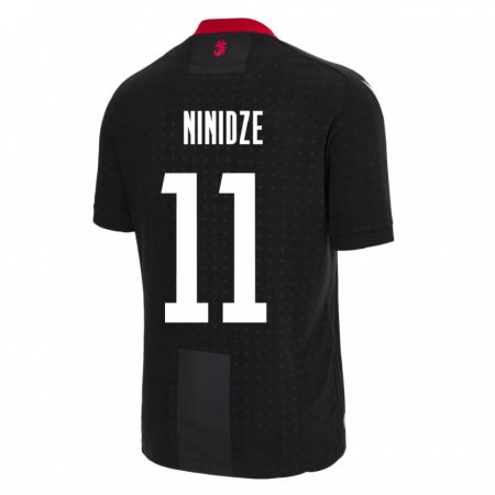 Kandiny Hombre Camiseta Georgia Nikoloz Ninidze #11 Negro 2ª Equipación 24-26 La Camisa Chile