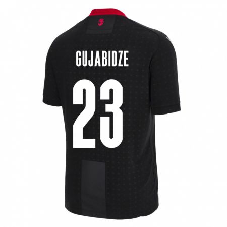Kandiny Hombre Camiseta Georgia Nino Gujabidze #23 Negro 2ª Equipación 24-26 La Camisa Chile