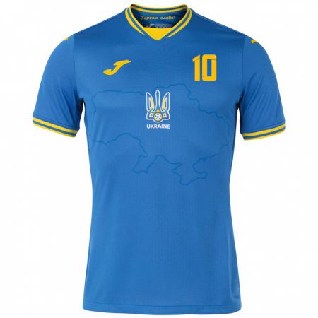 Kandiny Hombre Camiseta Ucrania Andriy Matkevych #10 Azul 2ª Equipación 24-26 La Camisa Chile