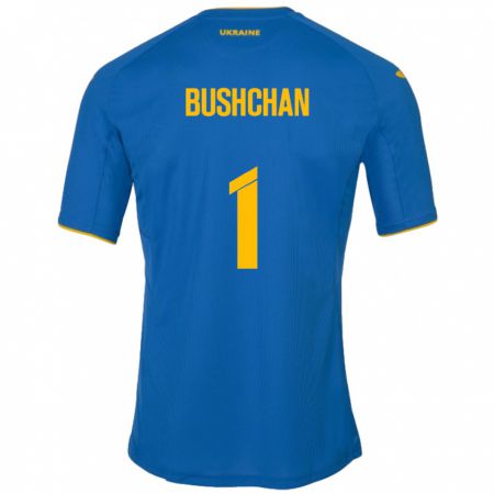 Kandiny Hombre Camiseta Ucrania Georgiy Bushchan #1 Azul 2ª Equipación 24-26 La Camisa Chile