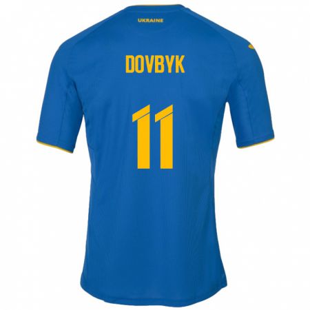 Kandiny Hombre Camiseta Ucrania Artem Dovbyk #11 Azul 2ª Equipación 24-26 La Camisa Chile