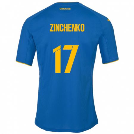 Kandiny Hombre Camiseta Ucrania Oleksandr Zinchenko #17 Azul 2ª Equipación 24-26 La Camisa Chile