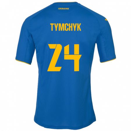 Kandiny Hombre Camiseta Ucrania Oleksandr Tymchyk #24 Azul 2ª Equipación 24-26 La Camisa Chile