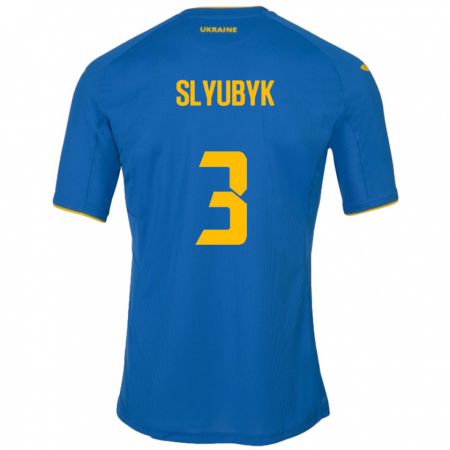 Kandiny Hombre Camiseta Ucrania Bogdan Slyubyk #3 Azul 2ª Equipación 24-26 La Camisa Chile