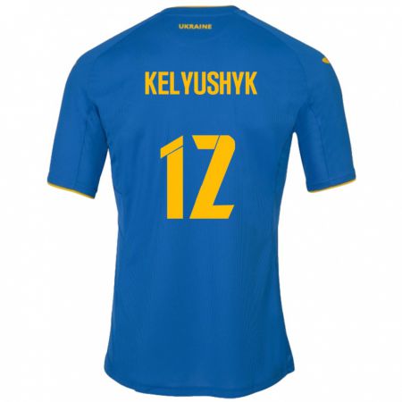 Kandiny Hombre Camiseta Ucrania Darya Kelyushyk #12 Azul 2ª Equipación 24-26 La Camisa Chile
