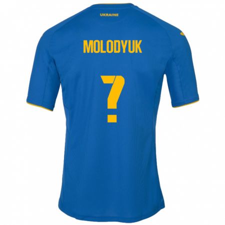 Kandiny Hombre Camiseta Ucrania Yelyzaveta Molodyuk #0 Azul 2ª Equipación 24-26 La Camisa Chile