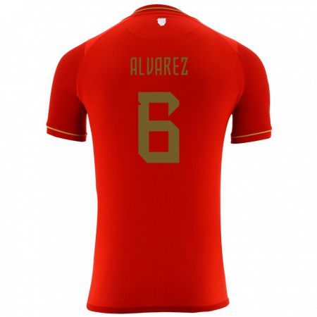 Kandiny Hombre Camiseta Bolivia Eduardo Álvarez #6 Rojo 2ª Equipación 24-26 La Camisa Chile