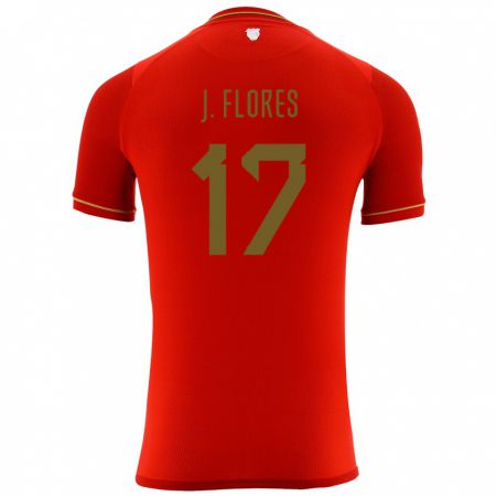 Kandiny Hombre Camiseta Bolivia José Flores #17 Rojo 2ª Equipación 24-26 La Camisa Chile