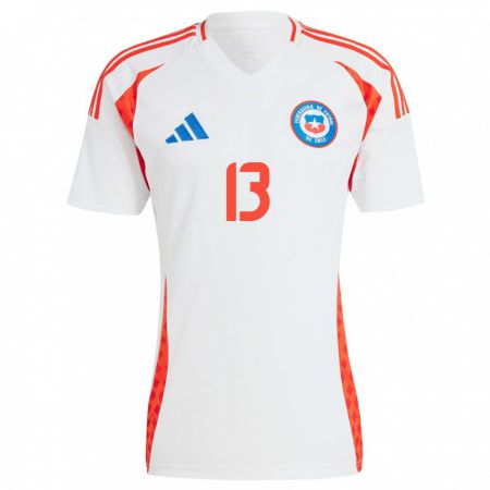 Kandiny Hombre Camiseta Chile Daniel Gutiérrez #13 Blanco 2ª Equipación 24-26 La Camisa Chile