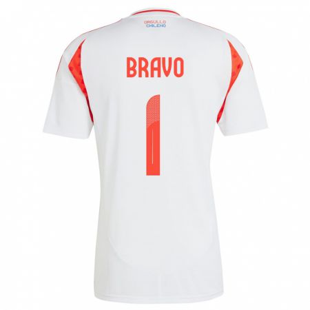 Kandiny Hombre Camiseta Chile Claudio Bravo #1 Blanco 2ª Equipación 24-26 La Camisa Chile