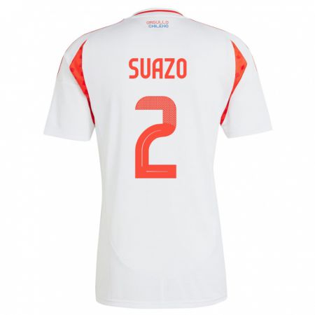 Kandiny Hombre Camiseta Chile Gabriel Suazo #2 Blanco 2ª Equipación 24-26 La Camisa Chile