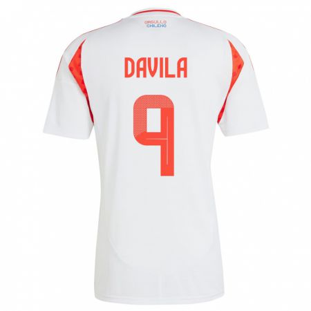 Kandiny Hombre Camiseta Chile Víctor Dávila #9 Blanco 2ª Equipación 24-26 La Camisa Chile