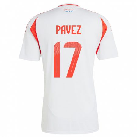 Kandiny Hombre Camiseta Chile Esteban Pavez #17 Blanco 2ª Equipación 24-26 La Camisa Chile