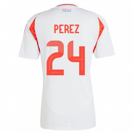 Kandiny Hombre Camiseta Chile César Pérez #24 Blanco 2ª Equipación 24-26 La Camisa Chile