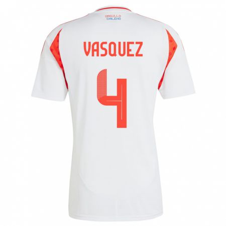 Kandiny Hombre Camiseta Chile Matías Vásquez #4 Blanco 2ª Equipación 24-26 La Camisa Chile