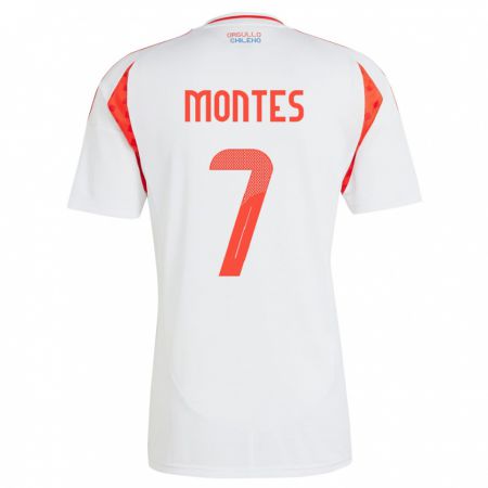 Kandiny Hombre Camiseta Chile Clemente Montes #7 Blanco 2ª Equipación 24-26 La Camisa Chile