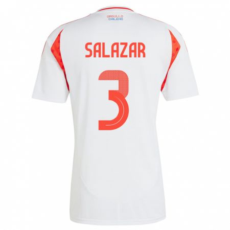 Kandiny Hombre Camiseta Chile Yahir Salazar #3 Blanco 2ª Equipación 24-26 La Camisa Chile