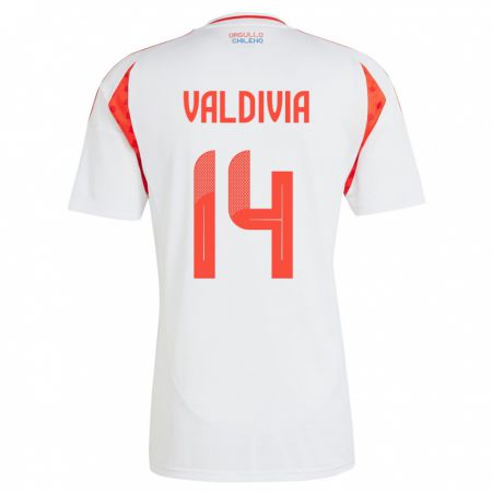 Kandiny Hombre Camiseta Chile Felipe Valdivia #14 Blanco 2ª Equipación 24-26 La Camisa Chile