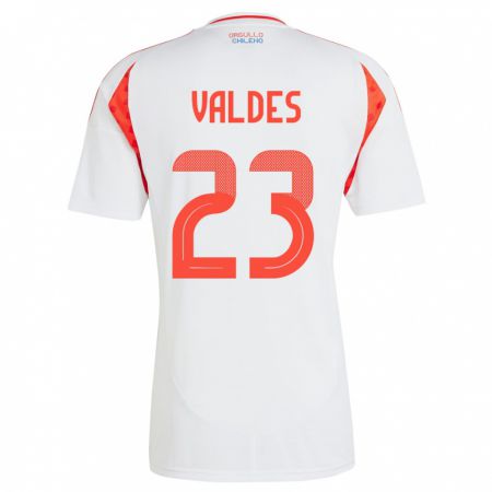 Kandiny Hombre Camiseta Chile Francisco Valdés #23 Blanco 2ª Equipación 24-26 La Camisa Chile