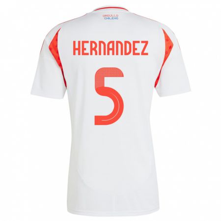 Kandiny Hombre Camiseta Chile Monserrat Hernández #5 Blanco 2ª Equipación 24-26 La Camisa Chile