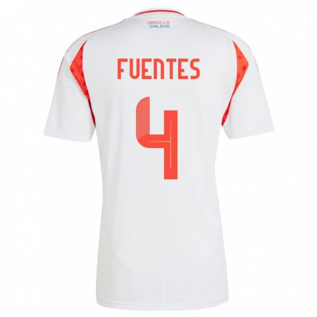 Kandiny Hombre Camiseta Chile Karen Fuentes #4 Blanco 2ª Equipación 24-26 La Camisa Chile